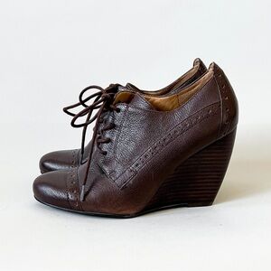 Nine West Leather Brogue Oxford Wedges
